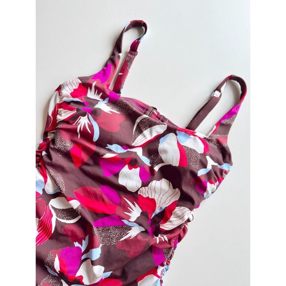 ATHLETA Hero Bloom Decadent Chocolate Square Neck Tankini Swim Top, Size 38 B/C - Picture 4 of 10